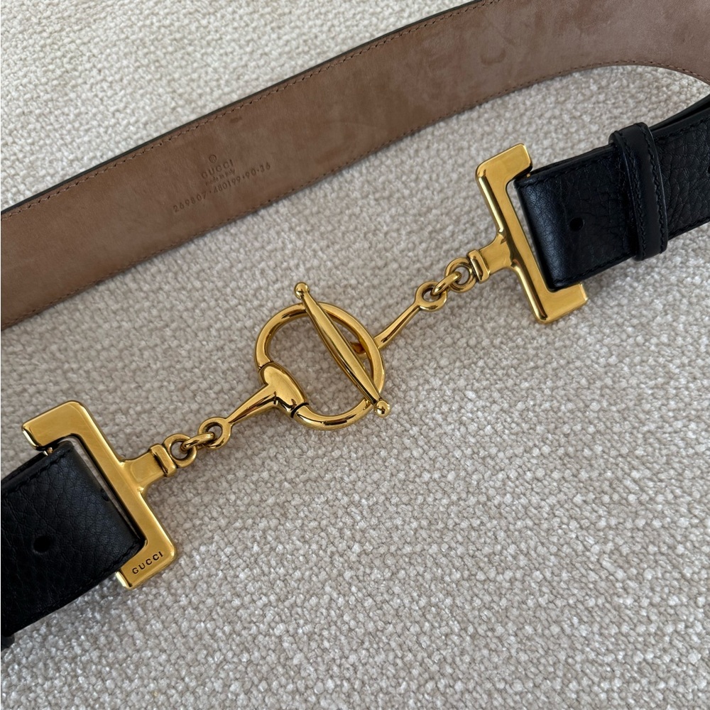 Gucci Black Leather Horsebit Belt - Picture 2 of 4